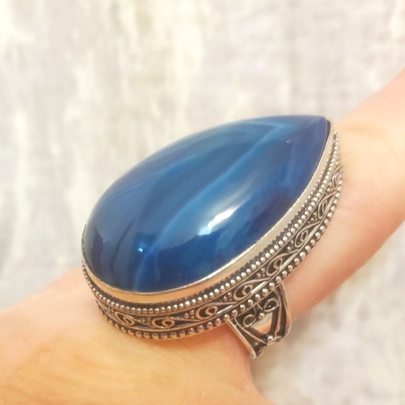 New Botswana Agate 925 Silver Statement Ring. - Picture 10 of 15